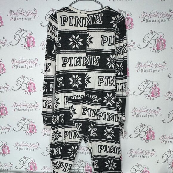Victoria secret pink onesie long sleeve but flap waffle knit winter Pajamas - Picture 12 of 14